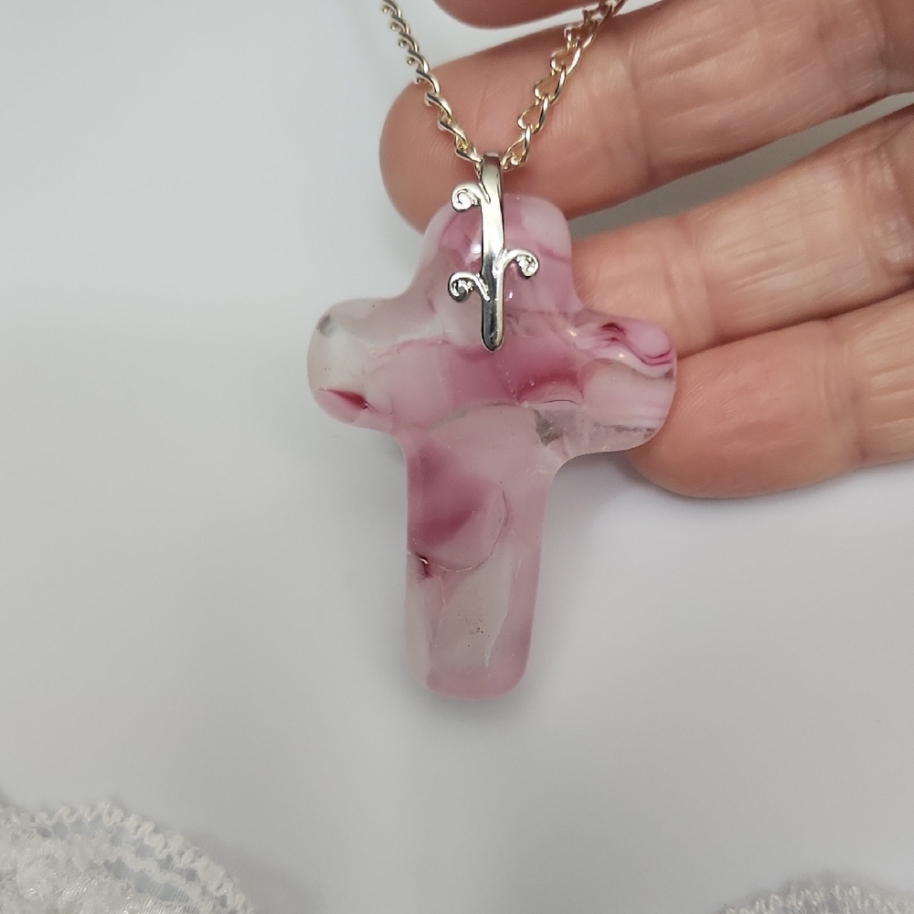Pink Cross Pendant Necklace